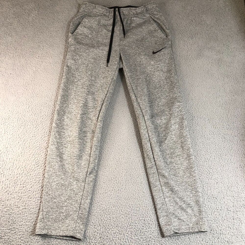 Nike Pants Men Small Gray Joggers Sweatpants Logo Basketball Sportswear Therma
